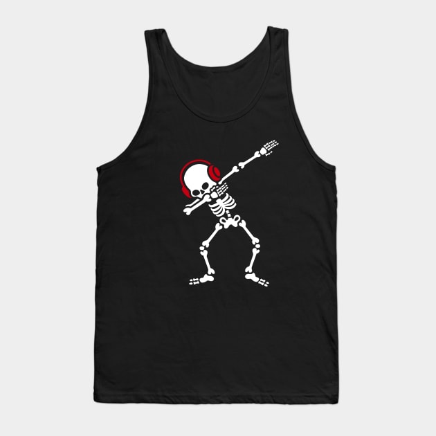 Skelton Dab Dabben Headphones Music Tank Top by LaundryFactory